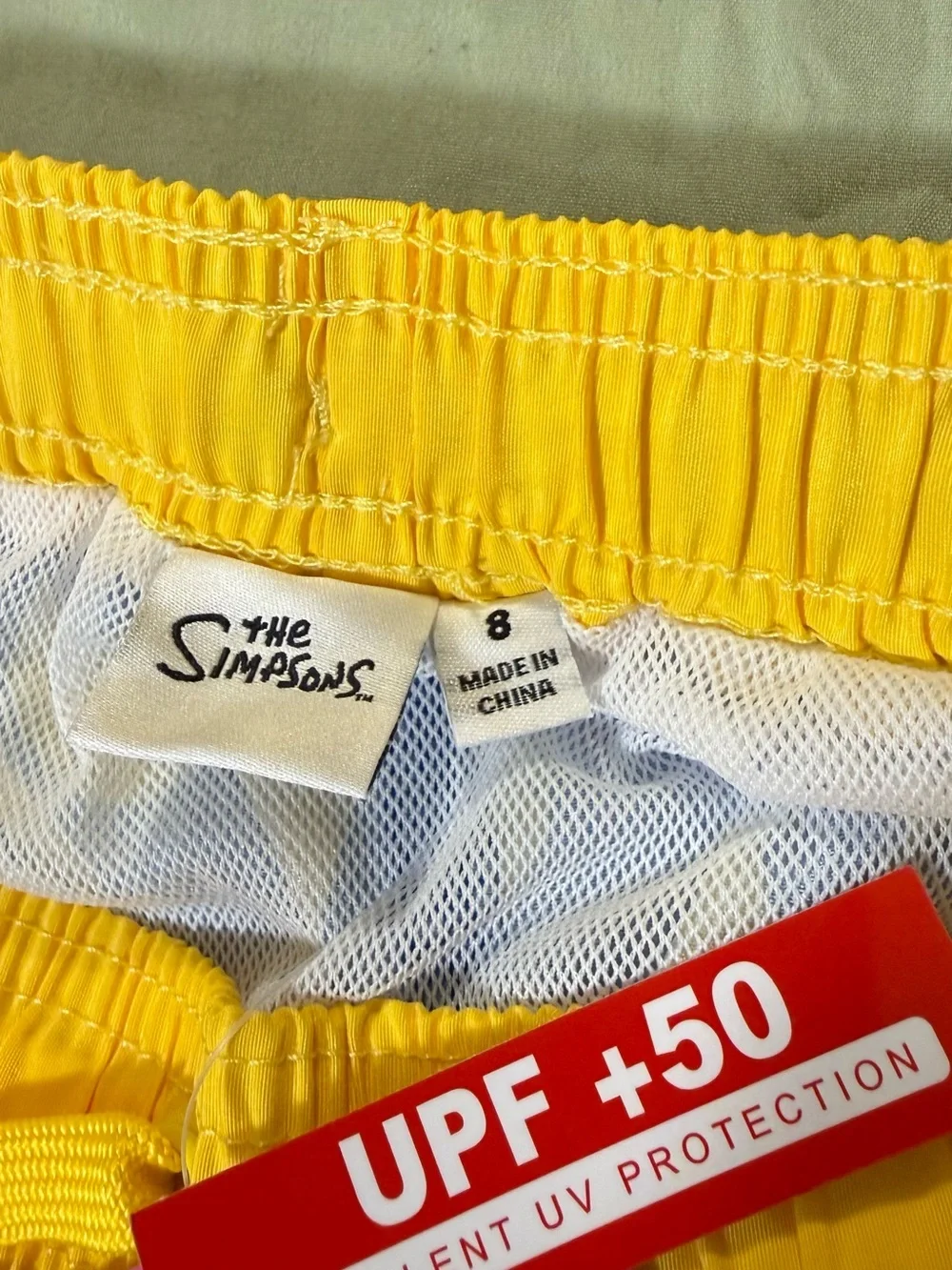 Kids Yellow & Blue Swim Trunks with Cartoon Character